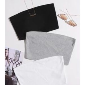 Set of TWO ribbed cotton tube tops (crop) GREY AND WHITE ONLY